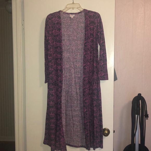 LuLaRoe Sweaters - LulaRoe Sarah charcoal and fuchsia duster cardigan